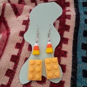 Candy Corn And Block Earrings